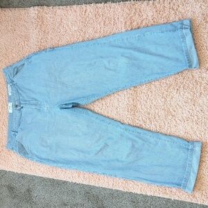 Cotton On Light Blue Pinstripe Wide Leg Jeans